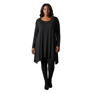 Emerald Black Long Sleeve Tunic Top 3X